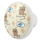 patroon van kat en vis keramische knop (Rechts)