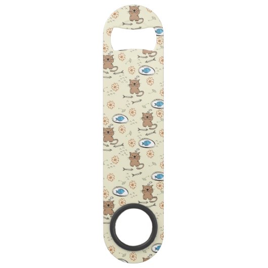 patroon van kat en vis speed flessenopener (Voorkant)