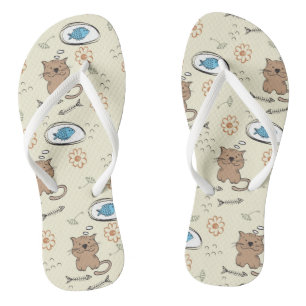 patroon van kat en vis teenslippers
