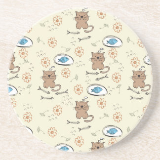 patroon van kat en vis zandsteen onderzetter