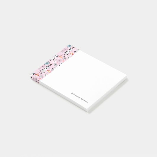 patroon van katten en bloemen post-it® notes (Schuin)