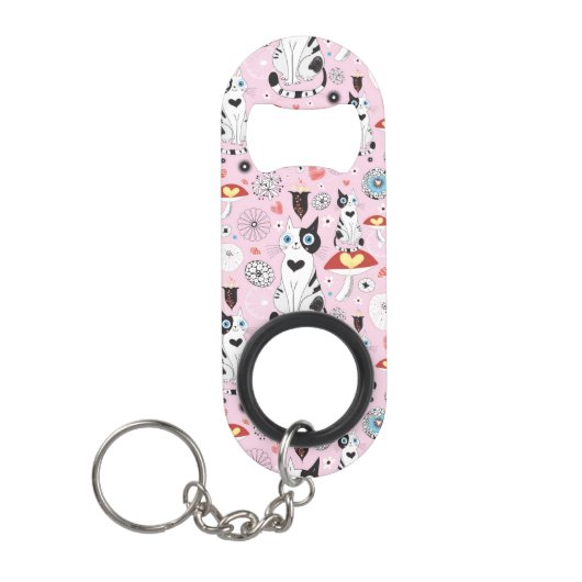 patroon van katten en bloemen sleutelhanger flessenopener (Voorkant)