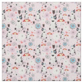 patroon van katten en bloemen stof (Swatch)