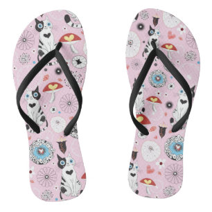 patroon van katten en bloemen teenslippers