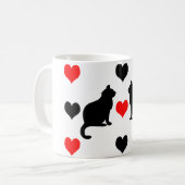 patroon van katten en harten koffiemok (Voorkant links)