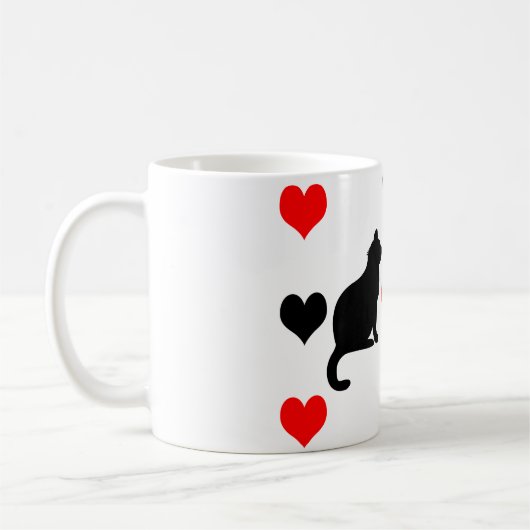 patroon van katten en harten koffiemok (Links)