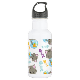 Patroon van katten, Mooie katten, Kittens, Vis Waterfles