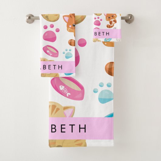 Patroon van katten, schattige katten, Kat, poten, Bad Handdoek (Insitu)