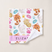 Patroon van katten, schattige katten, Kat, poten, Bad Handdoek (Wasdoekje)