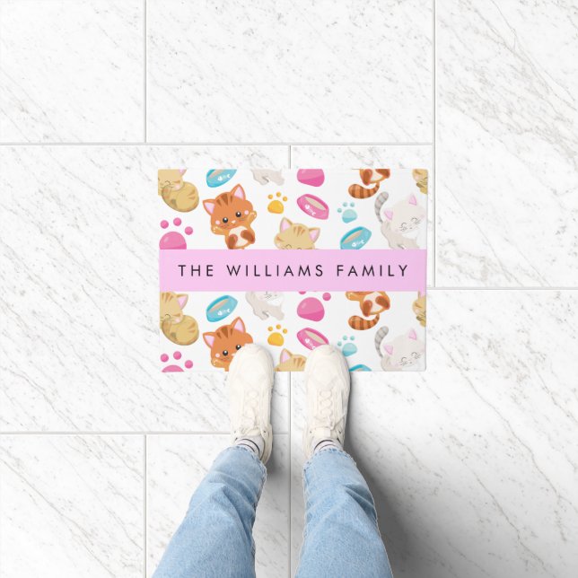 Patroon van katten, schattige katten, Kat, poten,  Deurmat (Binnen)