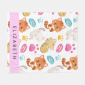 Patroon van katten, schattige katten, Kat, poten,  Fleece Deken (Voorkant (Horizontaal))