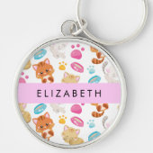 Patroon van katten, schattige katten, Kat, poten, Sleutelhanger (Voorkant)