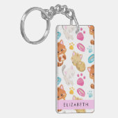 Patroon van katten, schattige katten, Kat, poten, Sleutelhanger (Voorkant Links)