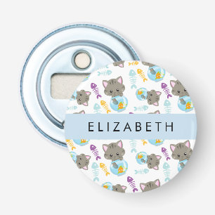 Patroon van katten, schattige katten, kittens, Jou Button Flesopener