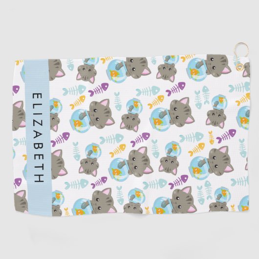 Patroon van katten, schattige katten, kittens, Jou Golfhanddoek (Horizontaal)