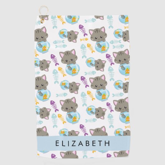 Patroon van katten, schattige katten, kittens, Jou Golfhanddoek (Voorkant)