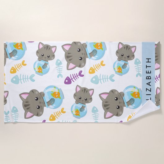 Patroon van katten, schattige katten, kittens, Jou Strandlaken (Voorkant)