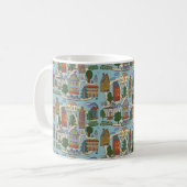 patroon van kleine stedenhuisjes koffiemok (Voorkant links)