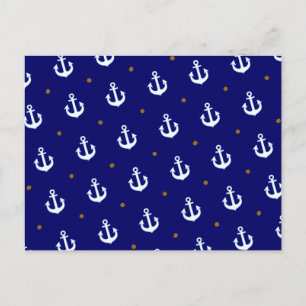patroon van kleine witte ankers briefkaart