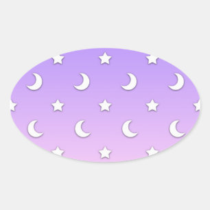 Patroon van Kleine Witte Sterren en Manen Ovale Sticker
