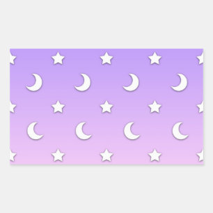 Patroon van Kleine Witte Sterren en Manen Rechthoekige Sticker
