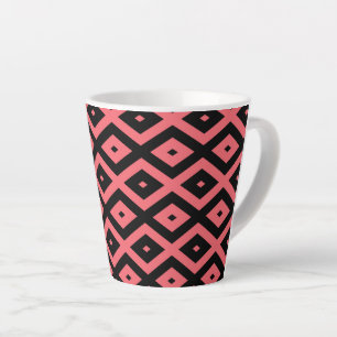 patroon van koraal en zwarte diamant latte mok