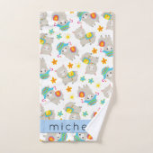 Patroon van lama's, alpaca's, bloemen, Jouw naam Bad Handdoek (Handdoek)