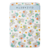 Patroon van lama's, alpaca's, bloemen, Jouw naam Badmat (Voorkant Verticaal)