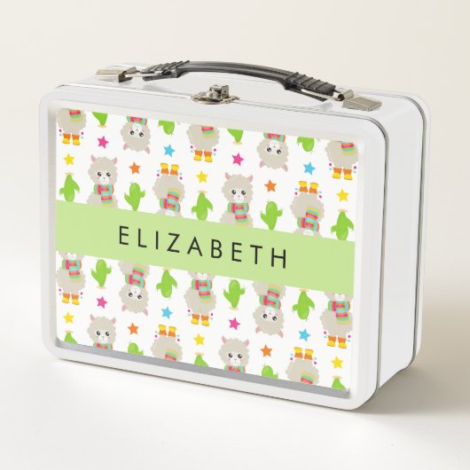 Patroon van lama's, alpaca's, cactus, Jouw naam (Voorkant)