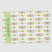 Patroon van lama's, alpaca's, cactus, Jouw naam Golfhanddoek (Horizontaal)
