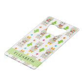 Patroon van lama's, alpaca's, cactus, Jouw naam Kredietkaart Flessenopener (Voorkant Gekanteld)