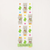 Patroon van lama's, alpaca's, cactus, Jouw naam Yogamat (Achterkant)