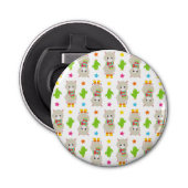 Patroon van lama's, Cute Llamas, Alpacas, Cactus Button Flesopener (Voorkant)