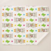 Patroon van lama's, Cute Llamas, Alpacas, Cactus Sherpa Deken (Voorkant (horizontaal))