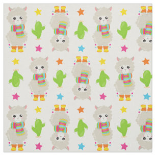 Patroon van lama's, Cute Llamas, Alpacas, Cactus Stof