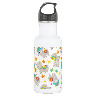Patroon van lama's, Mooie lama's, Alpaca's, Bloeme Waterfles