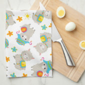 Patroon van lama's, schildlama's, alpaca's, bloeme theedoek (Quarter Fold)