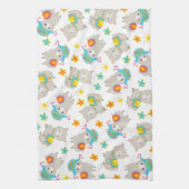 Patroon van lama's, schildlama's, alpaca's, bloeme theedoek (Verticaal)