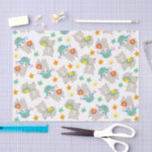 Patroon van lama's, schildlama's, alpaca's, bloeme tissuepapier (Craft)