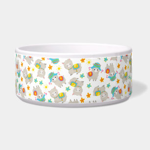 Patroon van lama's, schildlama's, alpaca's, bloeme voerbakje