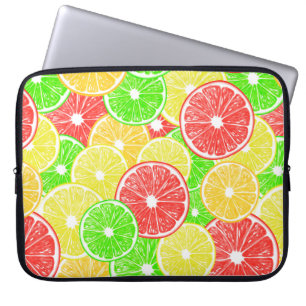 patroon van lemmetjes, sinaasappels, pompelmoezen  laptop sleeve