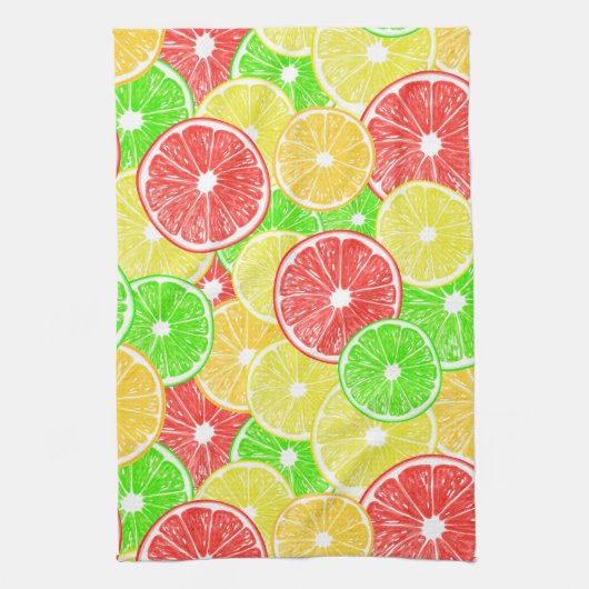 patroon van lemmetjes, sinaasappels, pompelmoezen theedoek (Verticaal)