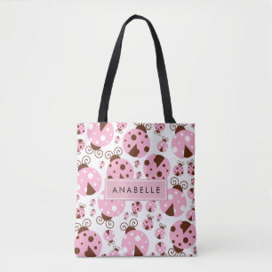 Patroon van lieveheersbeestjes, roze lieveheersbee draagtas