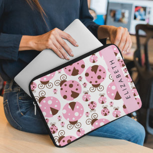 Patroon van lieveheersbeestjes, roze lieveheersbee laptop sleeve