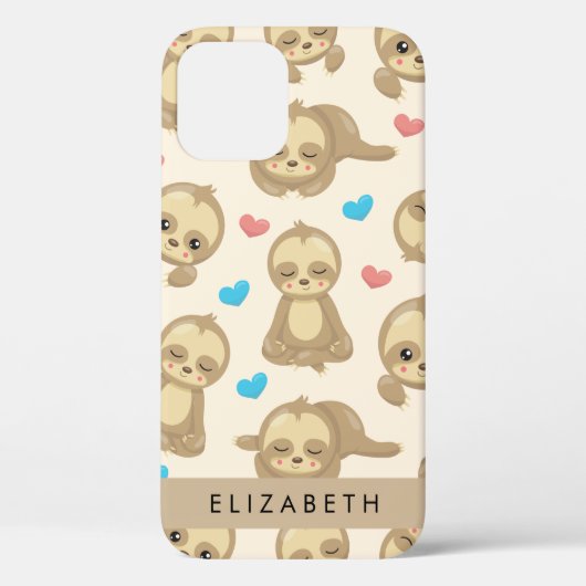 Patroon van luiaards, schattige luiaards, harten,  Case-Mate iPhone case (Achterkant)