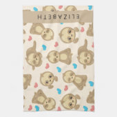 Patroon van luiaards, schattige luiaards, harten,  theedoek (Verticaal)