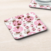 Patroon van luibugs, luidobbels, roze luidobbels bier onderzetter (Linkerzijde)