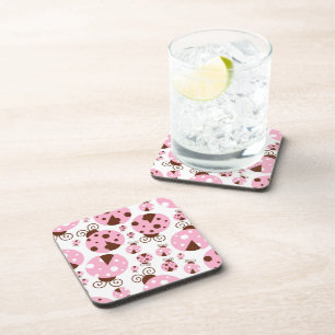 Patroon van luibugs, luidobbels, roze luidobbels bier onderzetter