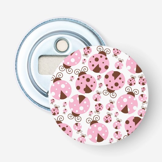 Patroon van luibugs, luidobbels, roze luidobbels button flesopener (Voorkant)