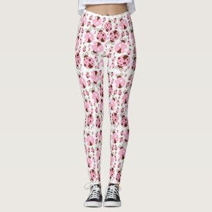 Patroon van luibugs, luidobbels, roze luidobbels leggings
